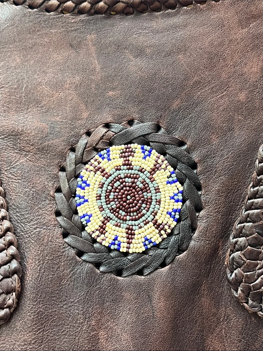 Tribe America Men's Brown Leather Vest - Brown